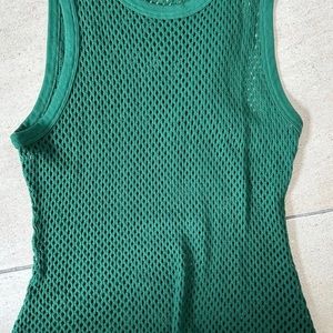 New Ulla Johnson Forest Green Mesh Tank -Size S